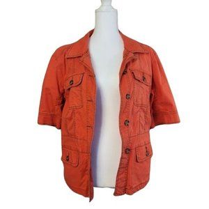 JAG JEANS Coral Orange Short Sleeve Stretch Denim Casual Lightweight Jacket | M